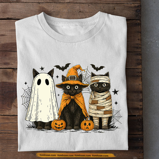 Cute Halloween Cat T-shirt, Purranormal Halloween Tees Spooky Season Gift For Cat Lovers