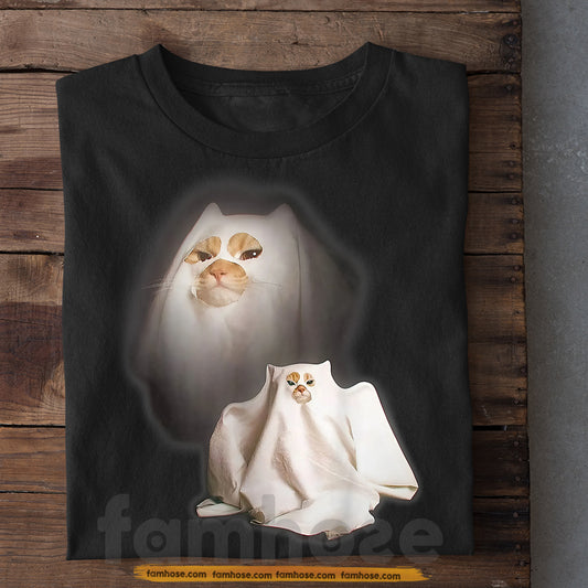 Halloween Cat T-shirt, Meow Or Boo Tees Spooky Season Gift For Cat Lovers