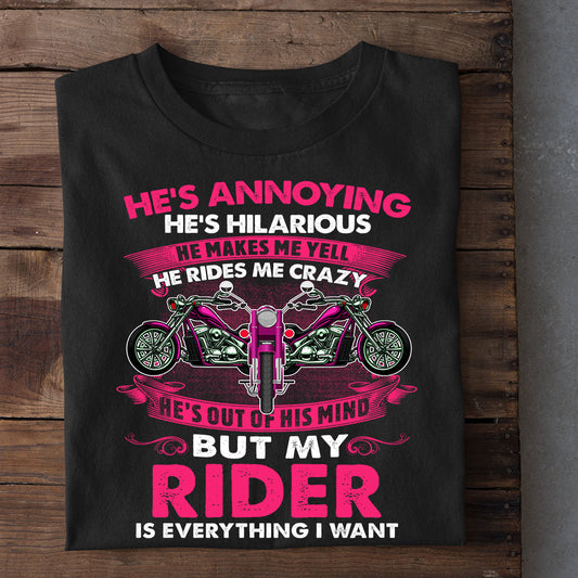 Cool Biker T-shirt, He Makes Me Yell Rides Me Crazy, Gift For Motorcycle Lovers, Biker Tees