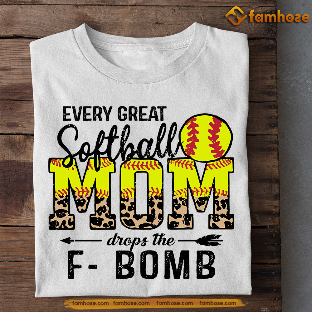 Funny Mother's Day Softball T-shirt, Softball Mom Drops The Fbomb, Gift For Softball Lovers, Softball Players