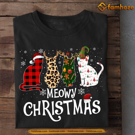 Cat Christmas T-shirt, Meowy Christmas, Gift For Cat Lovers, Cat Tees, Cat Owners