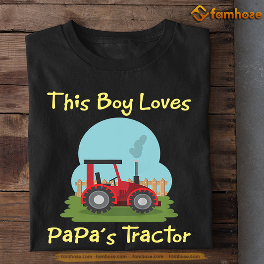 Tractor Kids T-shirt, This Boy Loves Papa's Tractor, Back To School Gift For Tractor Kids Boys