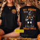 Personalized Halloween Volleyball Witch Two-sided T-shirt, My Broom Broke Tees Spooky Season Gift For Volleyball Lover