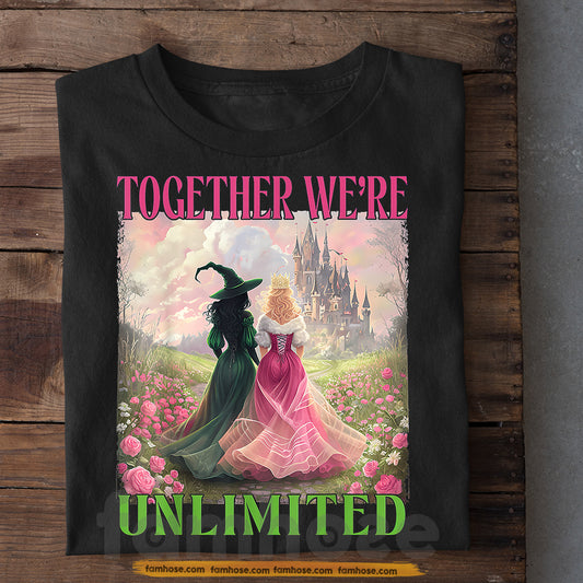 Halloween Witch & Princess T-shirt, Together We're Unlimited Tees Spooky Season Gift For Witch Lovers
