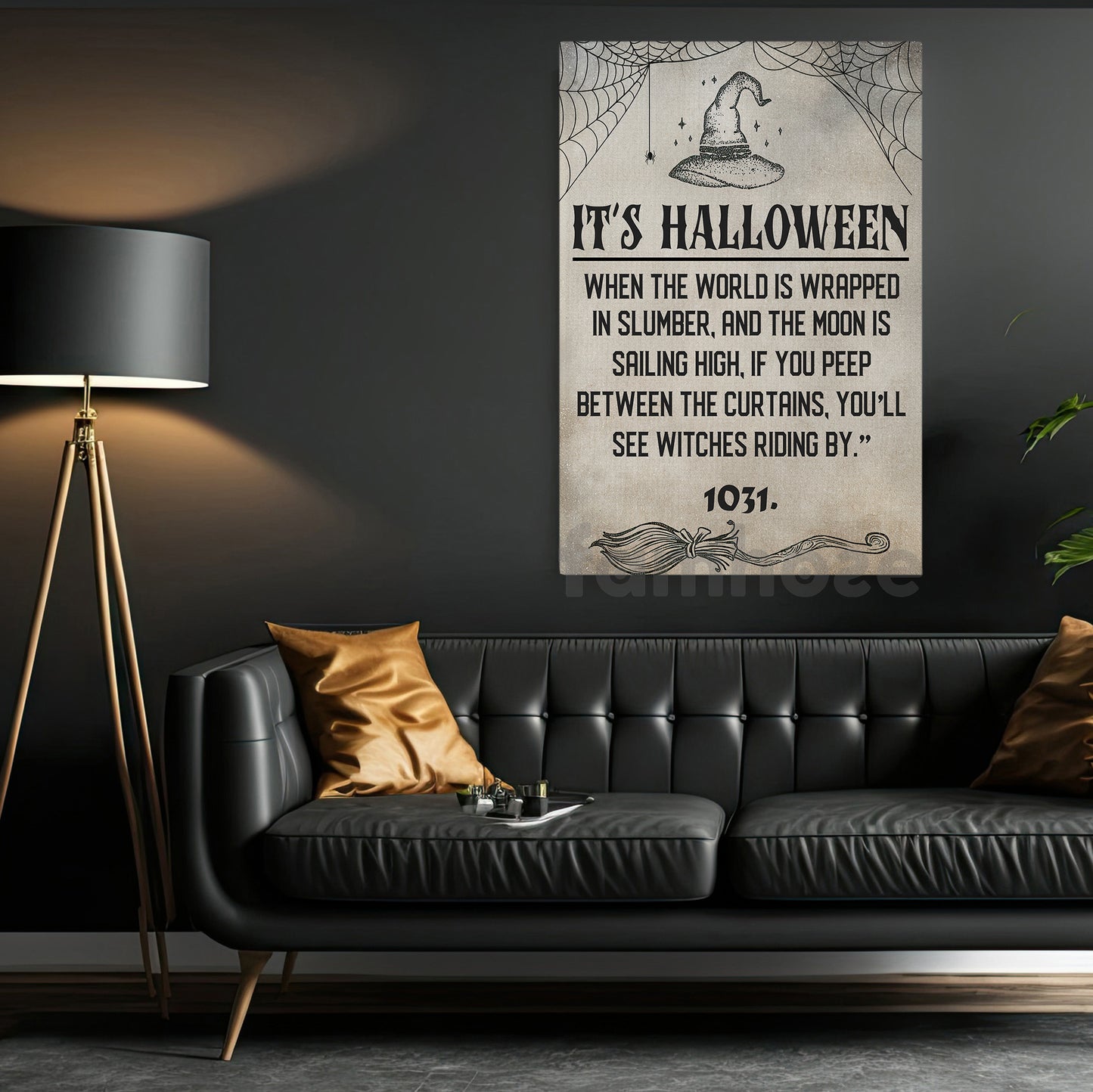 Halloween Witch Canvas Painting, It's Halloween Wall Art Decor, Spooky Season Poster Gift For Witch Lovers