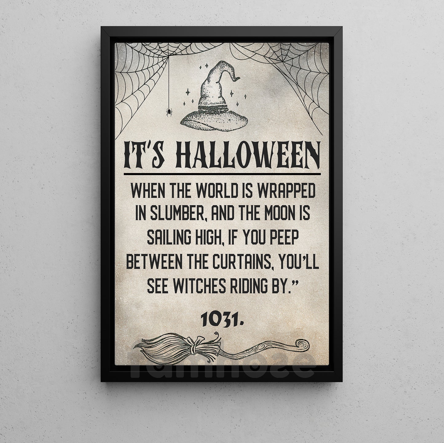 Halloween Witch Canvas Painting, It's Halloween Wall Art Decor, Spooky Season Poster Gift For Witch Lovers