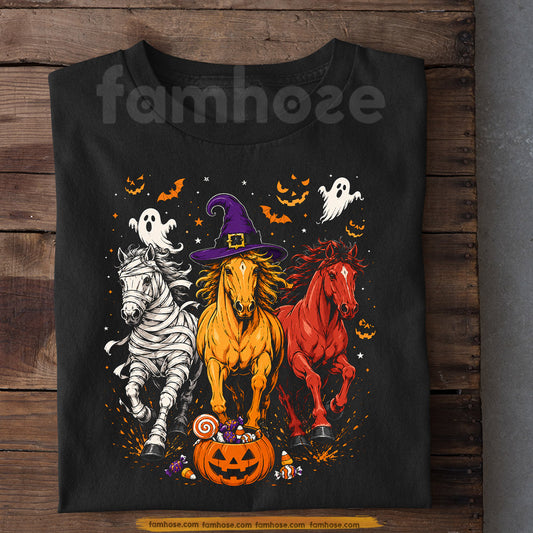 Halloween Horse T-Shirt, Witch Horse Ghost Horse Mummy Horse Tees Spooky Season Gift For Horse Lover, Equestrian Rider