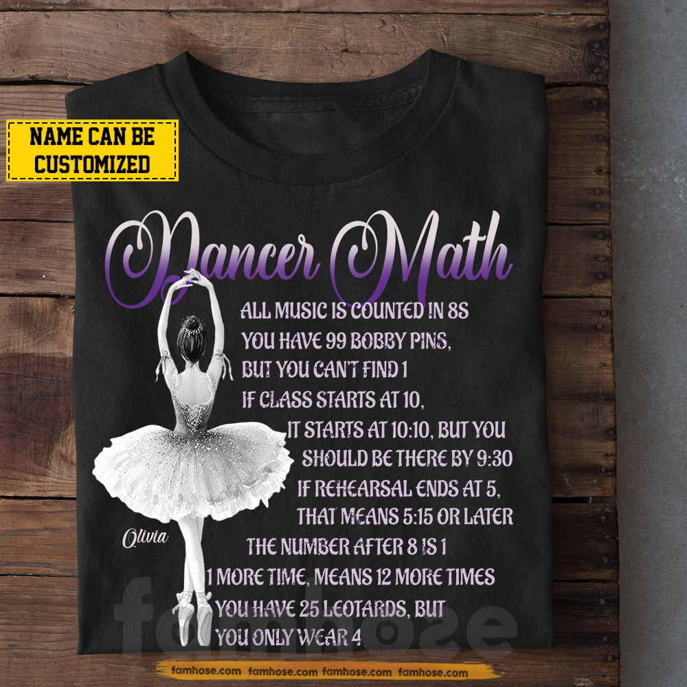 Personalized Ballet T-shirt, Dancer Math Tees Gift For Ballet Lovers