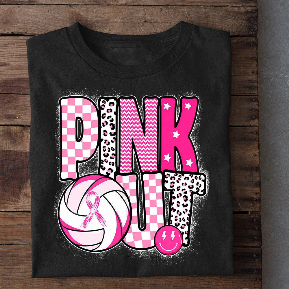 Pink Volleyball T-shirt, Pink Out Sport Tees Gift For Volleyball Lovers Who Support Breast Cancer Awareness