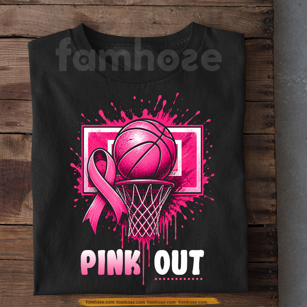 Basketball T-shirt, Pink Out Sport Tees Gift For Basketball Lovers Who Support Breast Cancer Awareness