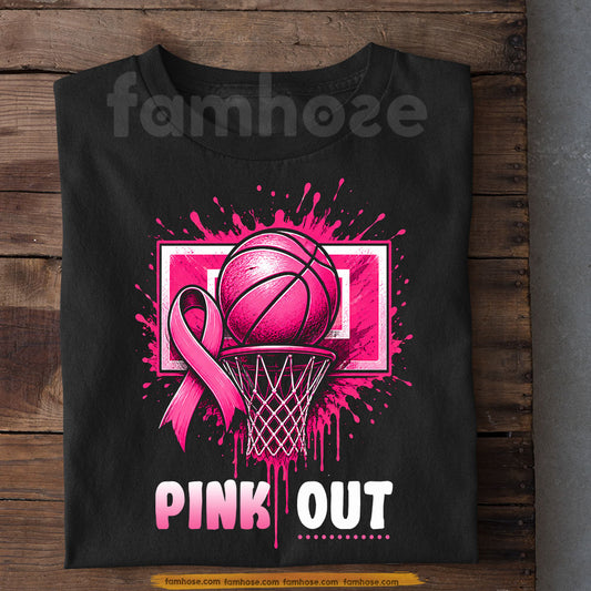 Basketball T-shirt, Pink Out Sport Tees Gift For Basketball Lovers Who Support Breast Cancer Awareness