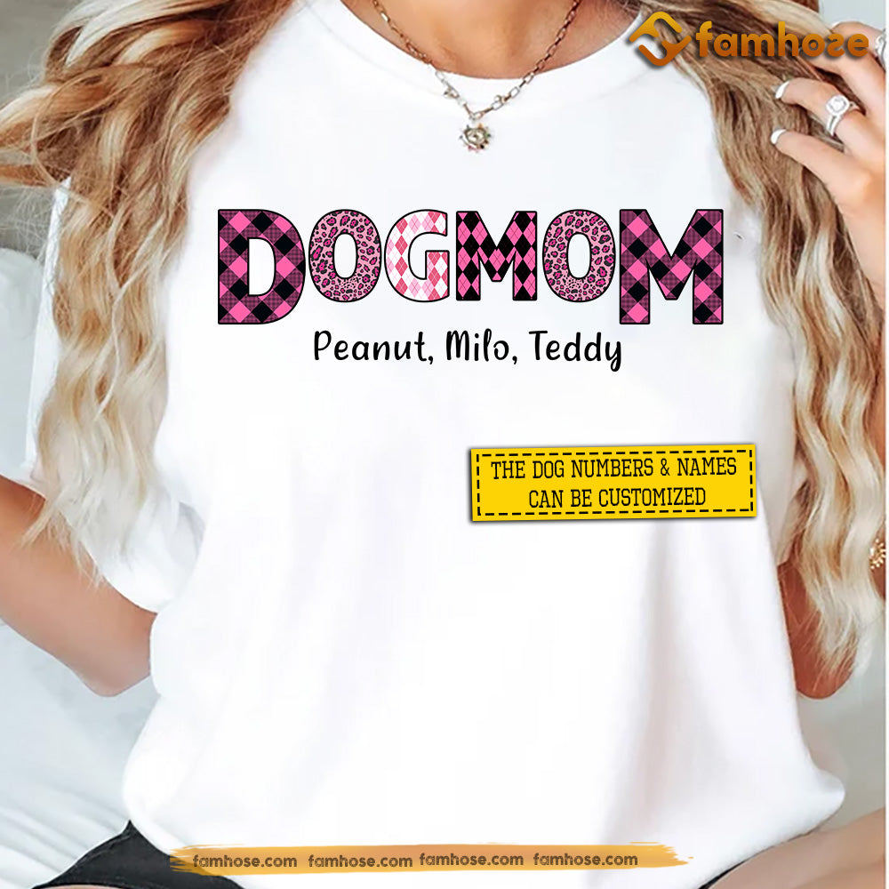 Cute Personalized Dog T-shirt, Dog Mom Pink Leopard, Mother's Day Gift For Dog Lovers, Dog Tees, Dog Owners
