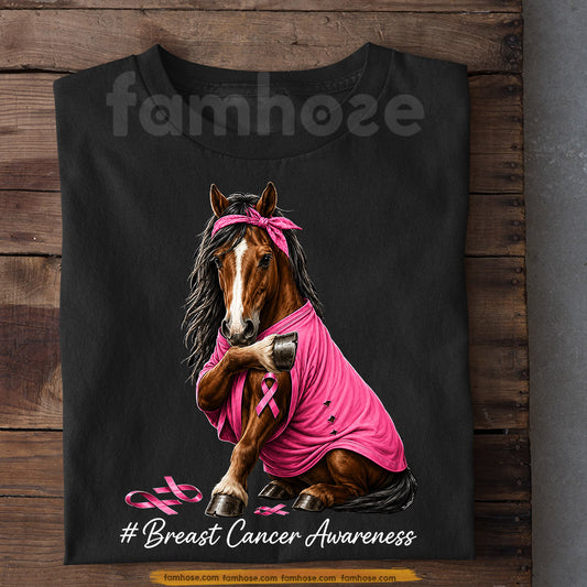 Horse Breast Cancer Awareness T-shirt, Pink Ribbon Tees Gift For Horse Lovers