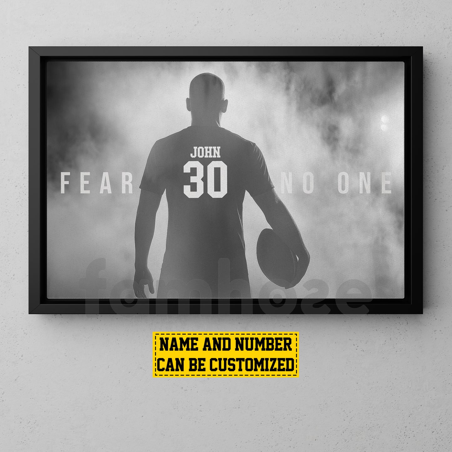 Motivational Personalized Football Man Canvas Painting, Give Everything Sports Quotes Wall Art Decor, Poster Gift For Football Lovers