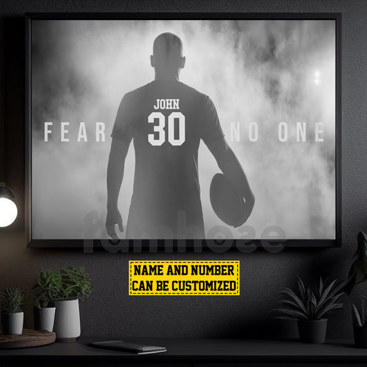 Motivational Personalized Football Man Canvas Painting, Give Everything Sports Quotes Wall Art Decor, Poster Gift For Football Lovers