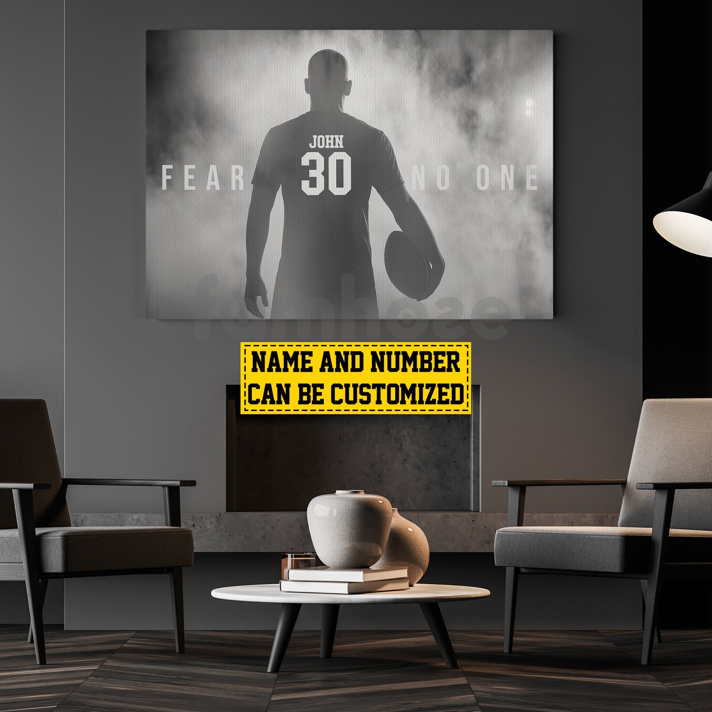 Motivational Personalized Football Man Canvas Painting, Give Everything Sports Quotes Wall Art Decor, Poster Gift For Football Lovers