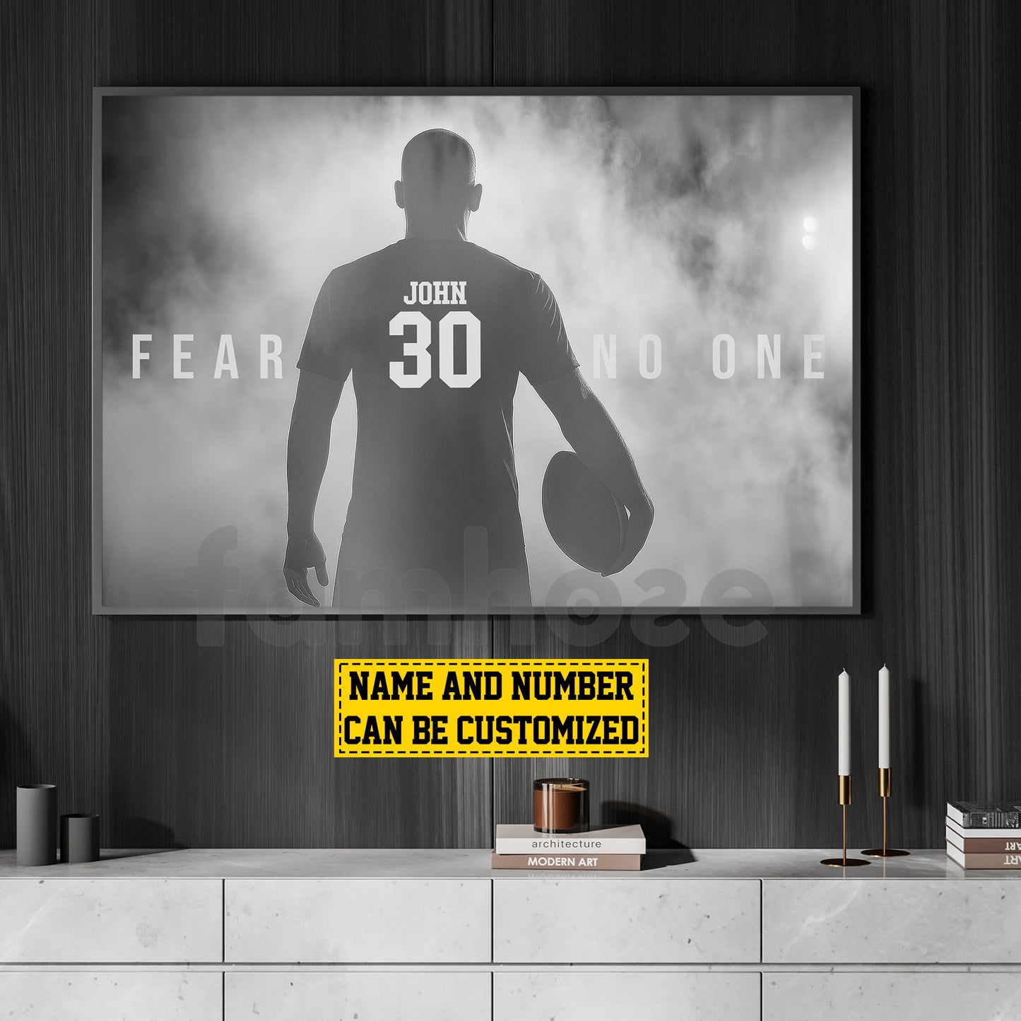 Motivational Personalized Football Man Canvas Painting, Give Everything Sports Quotes Wall Art Decor, Poster Gift For Football Lovers