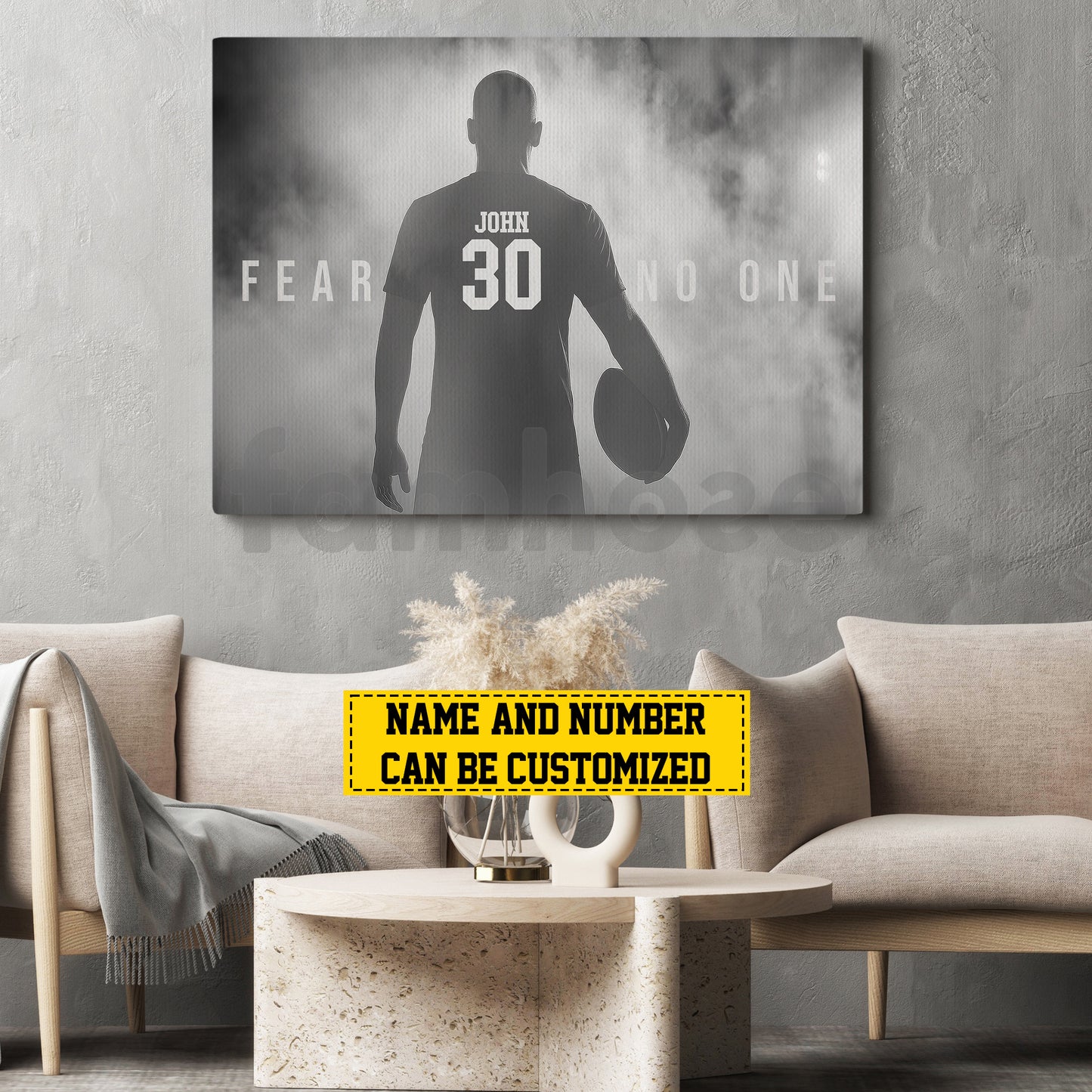 Motivational Personalized Football Man Canvas Painting, Give Everything Sports Quotes Wall Art Decor, Poster Gift For Football Lovers