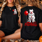 Funny Halloween Clown Pitbull Dog Two-sided T-shirt, Pit Bull Horror Clown Tees Spooky Season Gift For Dog Lover
