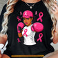 Afro Boxing Black Girl Breast Cancer Awareness T-shirt, Fight Like A Girl Pink Ribbon Tees Gift