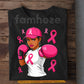 Afro Boxing Black Girl Breast Cancer Awareness T-shirt, Fight Like A Girl Pink Ribbon Tees Gift