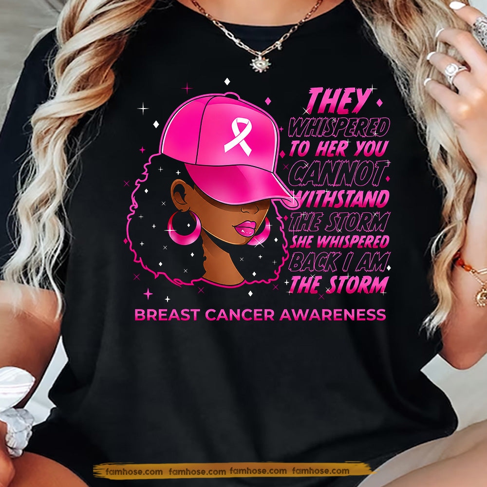 Afro Black Girl Breast Cancer Awareness T-shirt, I Am The Storm Pink Ribbon Tees Gift