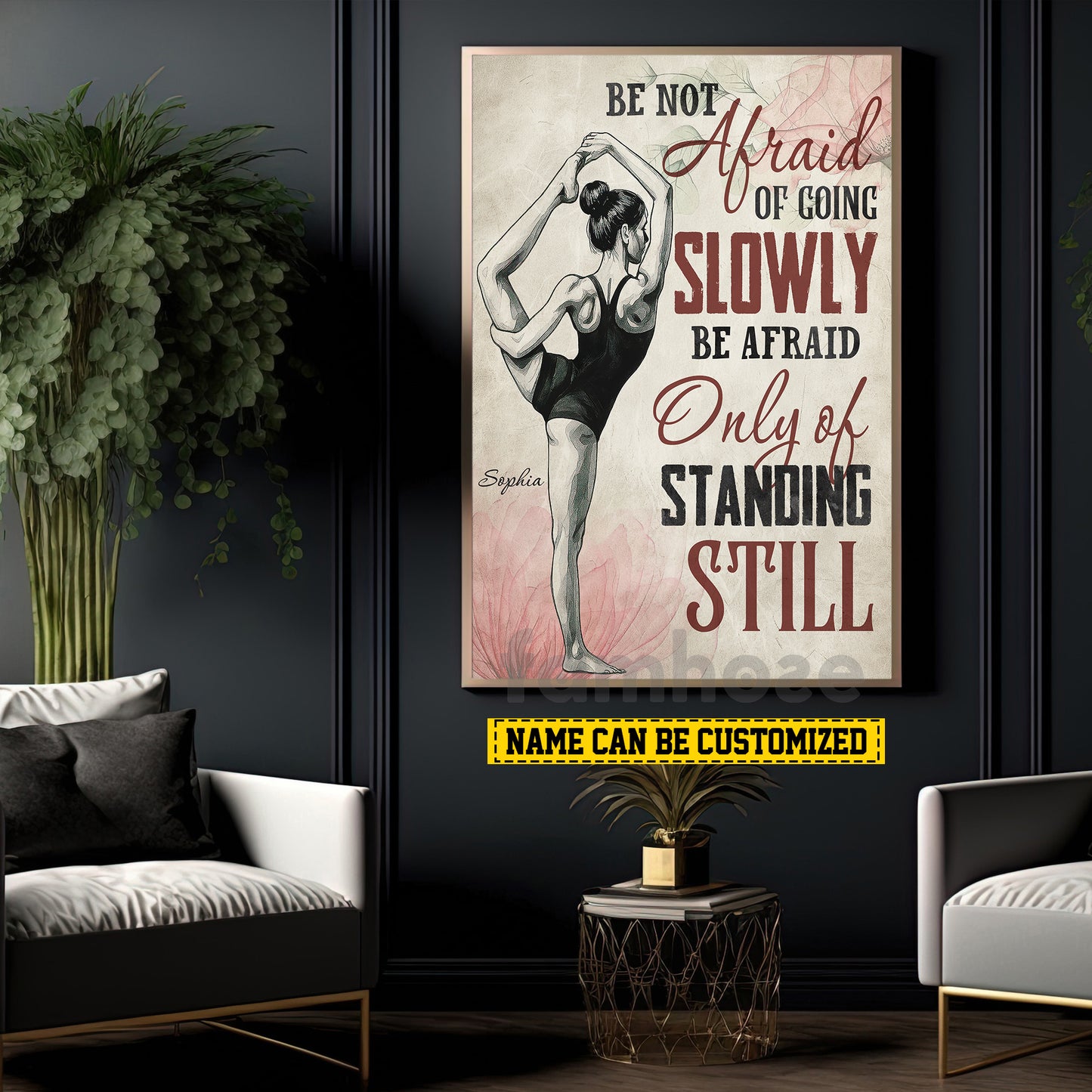 Personalized Gymnastic Girl Canvas Painting, Be Not Afraid Of Going Slowly Wall Art Decor, Poster Gift For Gymnastic Lovers