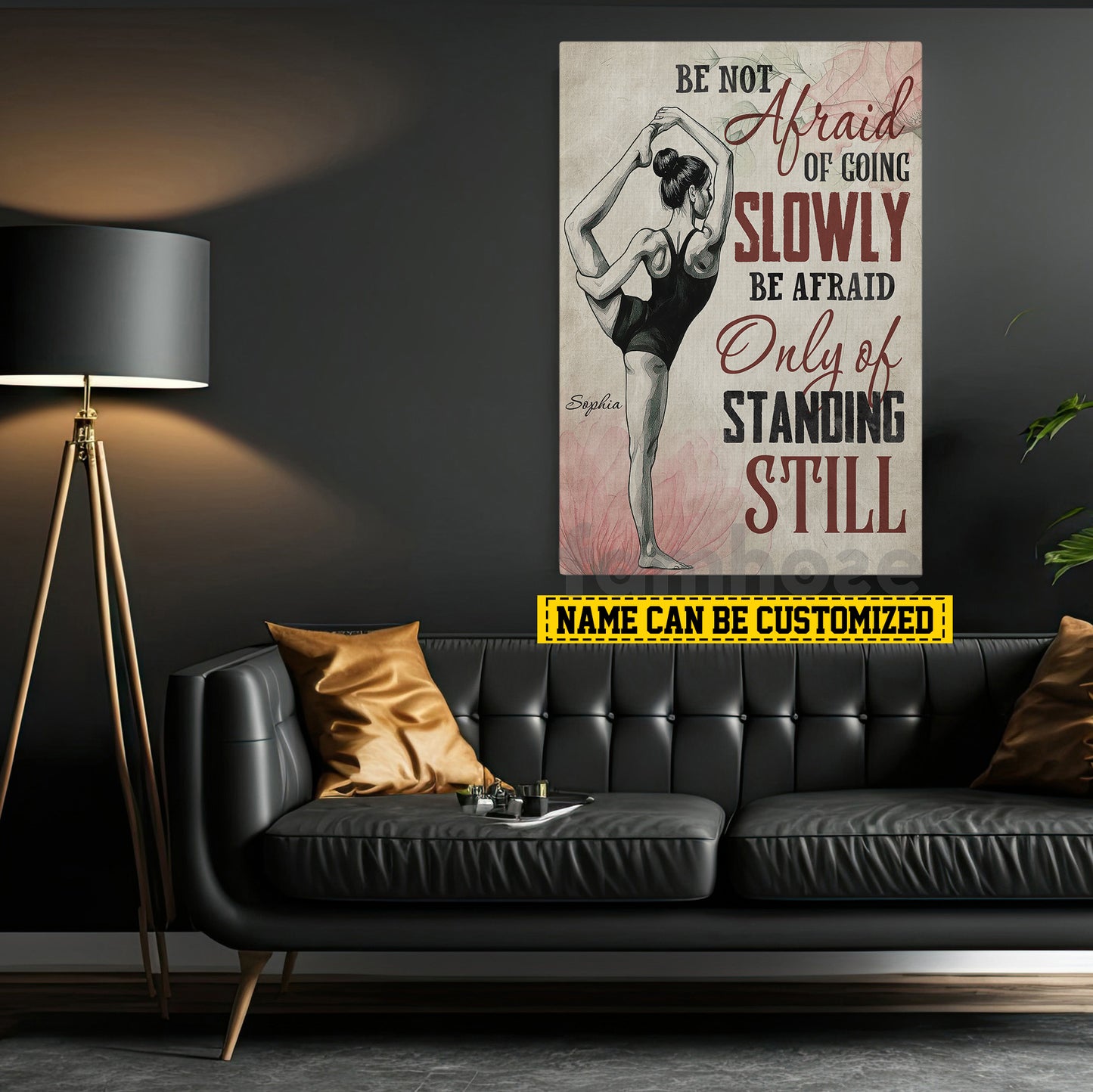 Personalized Gymnastic Girl Canvas Painting, Be Not Afraid Of Going Slowly Wall Art Decor, Poster Gift For Gymnastic Lovers