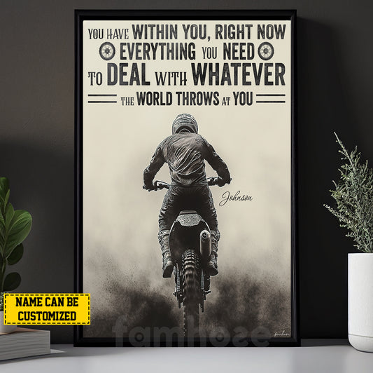 Personalized Motocross Canvas Painting, You Have Within You Right Now Wall Art Decor, Poster Gift For Motocross Lovers
