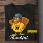 Personalized Thanksgiving Softball T-shirt, Thankful Turkey Tees Gift For Softball Lovers