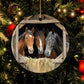 Gentle Whispers At the Stable, Horse Circle Ceramic Ornament Christmas Gift For Horse Lovers