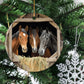 Gentle Whispers At the Stable, Horse Circle Ceramic Ornament Christmas Gift For Horse Lovers