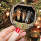 Gentle Whispers At the Stable, Horse Circle Ceramic Ornament Christmas Gift For Horse Lovers