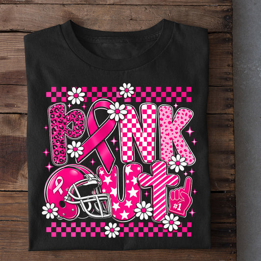 Pink Ribbon Football Breast Cancer Awareness T-shirt, Pink Out Tees Gift For Football Lover