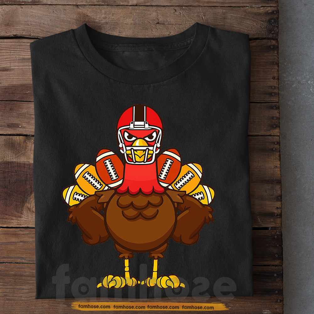 Thanksgiving Football T-shirt, Thanksgiving Turkey In Helmet Tees Gift For Football Lovers