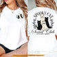 Cute Halloween Ghost Black Cat Two-sided T-shirt, Spooky Cat Social Club Tees Spooky Season Gift For Ghost & Cat Lover