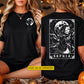 Personalized Halloween Cat Two-sided T-shirt, Moonlit Witch Cat Tees Spooky Season Gift For Cat Lover