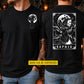 Personalized Halloween Cat Two-sided T-shirt, Moonlit Witch Cat Tees Spooky Season Gift For Cat Lover