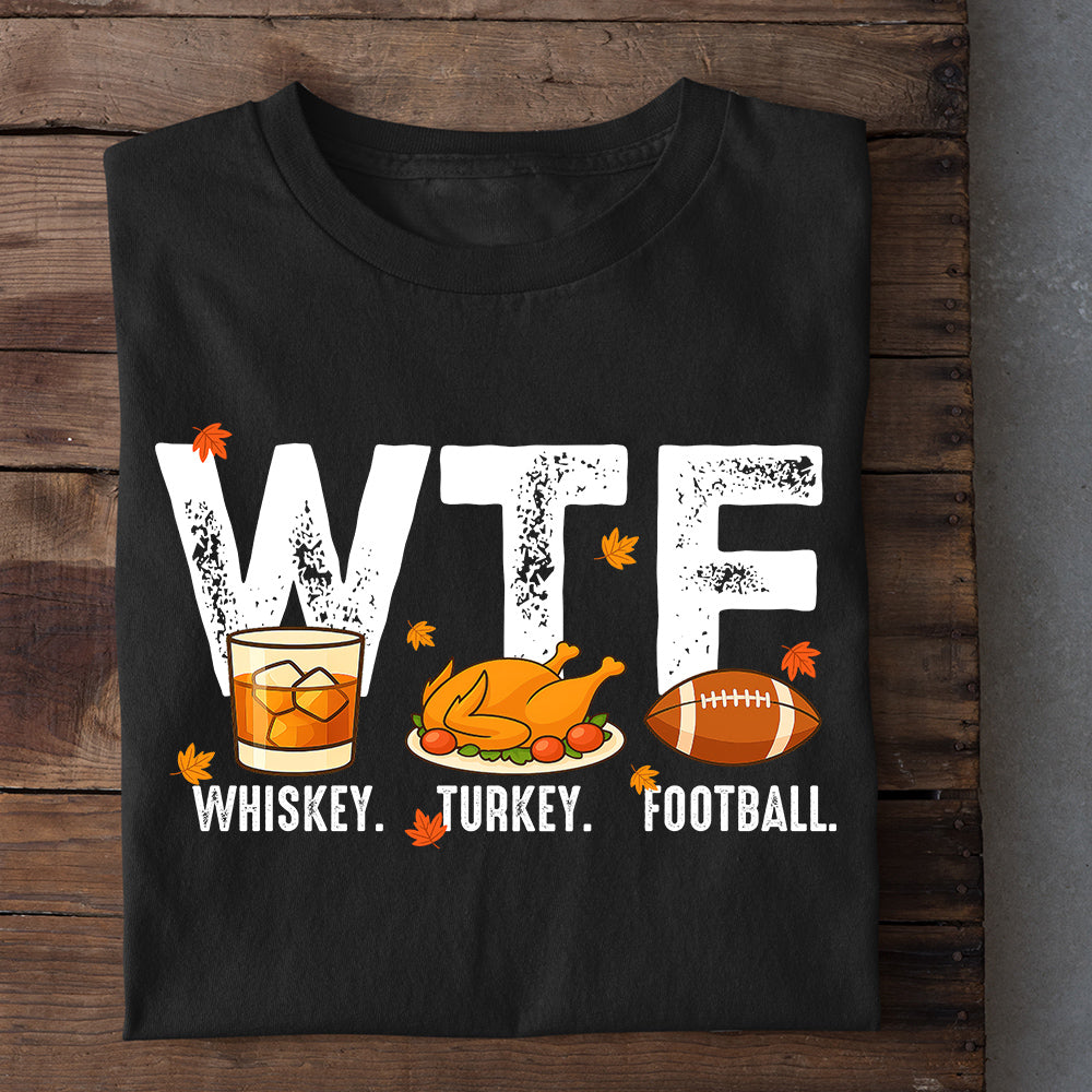 Funny Thanksgiving Football T-shirt, Whiskey Turkey Football Tees Thankful Gift For Football Lovers