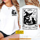 Personalized Halloween Cat Lady Witch Two-sided T-shirt, Witchy Tarot Card Tees Spooky Season Gift For Witch & Cat Lover
