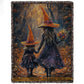 Halloween Witches Fleece Blanket, Witch’s Bond Woven Blanket, Sherpa Blanket Spooky Season Gift For Witch Lovers