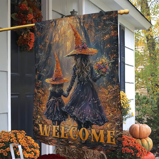 Halloween Witch Garden & House Flag, Welcome Yard Flag, Spooky Season Gift For Witch Lovers