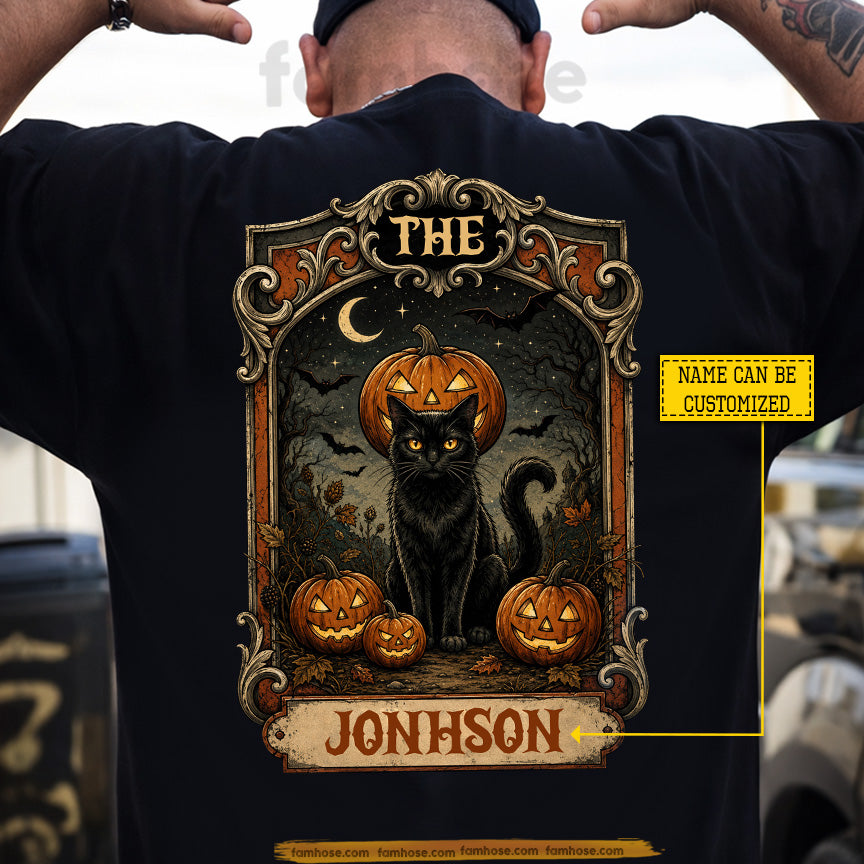 Personalized Halloween Black Cat T-shirt, The Keeper Of Halloween Nights Tees Spooky Season Gift For Cat Lover