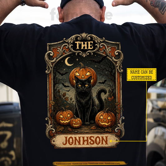 Personalized Halloween Black Cat T-shirt, The Keeper Of Halloween Nights Tees Spooky Season Gift For Cat Lover