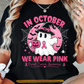 Pink Halloween & Breast Cancer Awareness T-shirt, In October We Wear Pink Ribbon Tees Gift For Ghost Lover