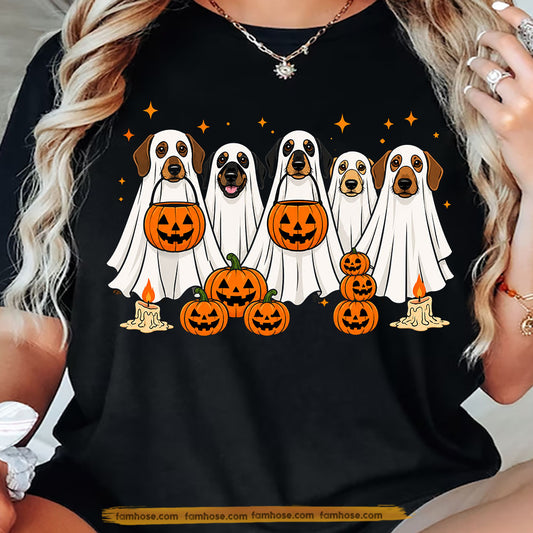 Halloween Dachshund Dog Ghost T-Shirt, Cute Wiener Ghost Trick Or Treat Tees Spooky Season Gift For Wiener Dog Lover