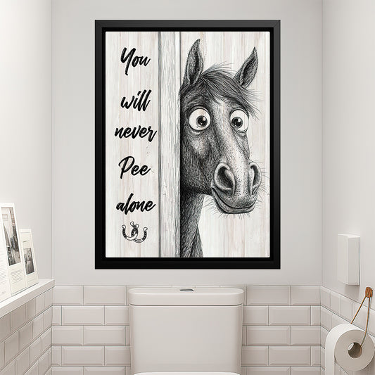 Funny Toilet Horse Canvas Painting, You Will Never Pee Alone Wall Art Decor, Vintage Poster Gift For Toilet Lovers