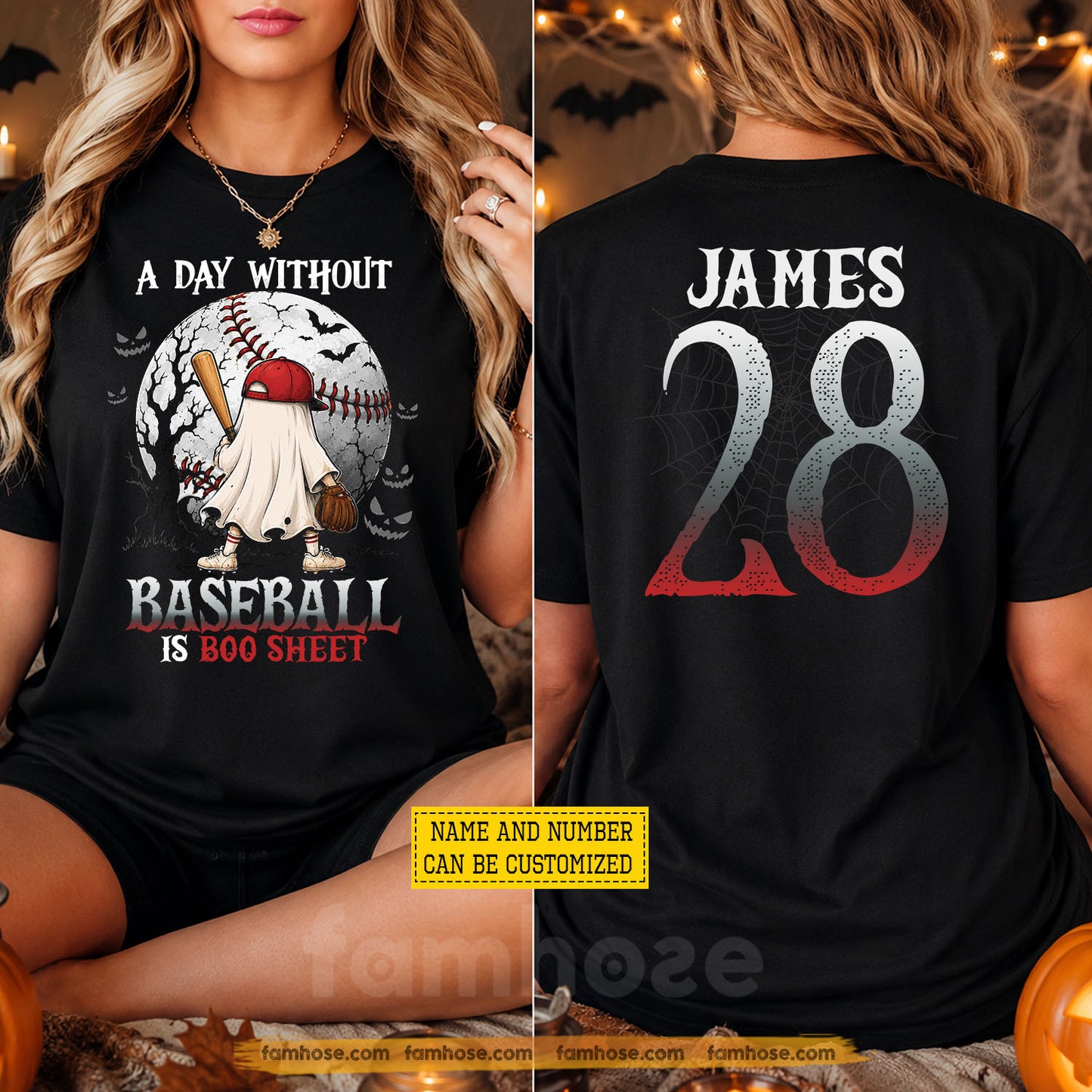 Personalized Halloween Baseball Two-sided T-shirt, A Day Without Baseball Is Boo Sheet Tees Spooky Season Gift For Baseball Lover