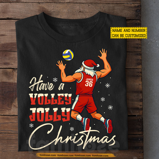 Funny Personalized Christmas Volleyball T-shirt, Have A Volley Jolly Sports Tee Xmas Gift For Volleyball Lovers