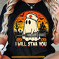 Funny Halloween Ghost & Nurse T-Shirt, I Will Stab You Vintage Tees Spooky Season Gift For Nurse & Ghost Lover